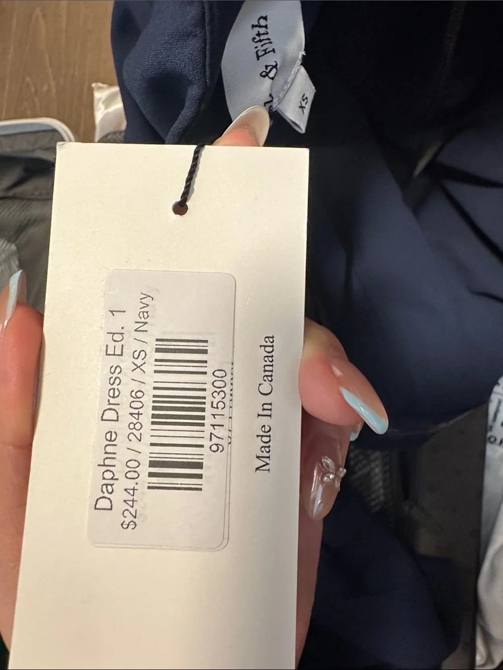 Park & Fifth Navy Strapless Pleated Maxi Dress - Picture 4 of 4